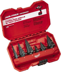 Milwaukee Tool - 1/8 to 1-1/8", Oxide Finish, High Speed Steel Step Drill Bit Set - Eagle Tool & Supply