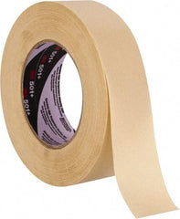 3M - 36mm Wide x 55 m Long Tan Paper Masking Tape - Series 501+, 7.3 mil Thick, 26 In/Lb Tensile Strength - Eagle Tool & Supply