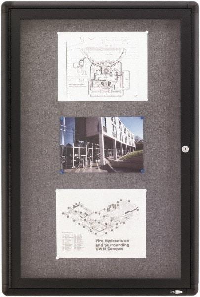 Quartet - 24" Wide x 36" High Enclosed Cork Bulletin Board - Gray - Eagle Tool & Supply