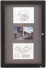 Quartet - 24" Wide x 36" High Enclosed Cork Bulletin Board - Gray - Eagle Tool & Supply