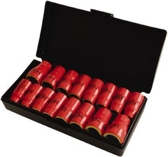 Wiha - 16 Piece 3/8" Drive Socket Set - 12 Points, 5/16" to 3/4" (8mm to 19mm) Range, Inch/Metric Measurement Standard - Eagle Tool & Supply