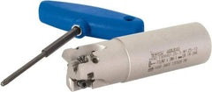 Iscar - 1-1/4" Cut Diam, 0.472" Max Depth of Cut, 1-1/4" Shank Diam, 4-1/4" OAL, Indexable Square Shoulder Helical End Mill - H490 AN.X 12 Inserts, Weldon Shank, 90° Lead Angle, Through Coolant, Series Helido - Eagle Tool & Supply