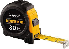 Komelon - 30' x 1" Yellow Steel Blade Tape Measure - 1/16" Graduation, Inch Graduation Style, Yellow/Black ABS Plastic Case - Eagle Tool & Supply