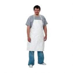 Dupont - 28" Wide x 36" Long x 6 mil Thick Bib Apron - Tyvek, White, Resists Aerosols, Liquid Splashes, Dry Particles - Eagle Tool & Supply