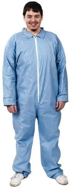 Dupont - Size XL FR Disposable Flame Resistant/Retardant Coveralls - Blue, Zipper Closure, Open Cuffs, Open Ankles, Serged Seams - Eagle Tool & Supply