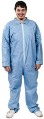Dupont - Size XL FR Disposable Flame Resistant/Retardant Coveralls - Blue, Zipper Closure, Open Cuffs, Open Ankles, Serged Seams - Eagle Tool & Supply
