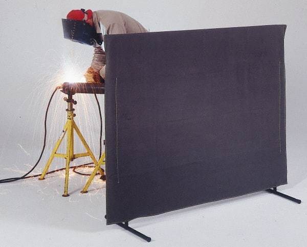 Singer Safety - 6 Ft. Wide x 5 Ft. High, 30 mil Thick Cotton Duck Portable Welding Screen Kit - Olive - Eagle Tool & Supply