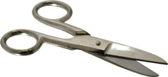 Heritage Cutlery - 1-7/8" LOC, 5-1/4" OAL Carbon Nickel Plated Standard Scissors - Right Hand, Metal Straight Handle, For Electrical - Eagle Tool & Supply