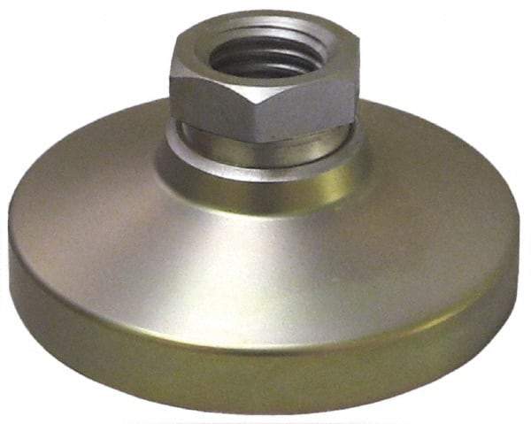 Gibraltar - 907 kg Capacity, M24 Thread, 47.6mm OAL, Steel Stud, Tapped Pivotal Socket Mount Leveling Pad - 101mm Base Diam, Delrin Pad, 35mm Hex - Eagle Tool & Supply