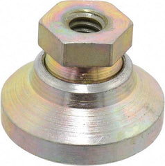 Gibraltar - 1000 Lb Capacity, 1/4-20 Thread, 45/64" OAL, Zinc Stud, Tapped Pivotal Socket Mount Leveling Mount - 1" Base Diam, Zinc Pad, 1/2" Hex - Eagle Tool & Supply