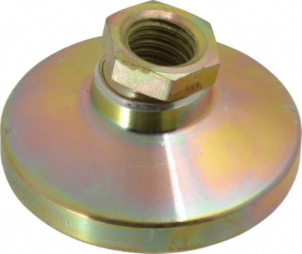 Gibraltar - 6000 Lb Capacity, 5/8-11 Thread, 1-1/4" OAL, Zinc Stud, Tapped Pivotal Socket Mount Leveling Mount - 2-1/2" Base Diam, Zinc Pad, 7/8" Hex - Eagle Tool & Supply