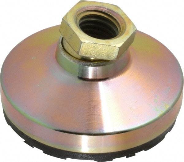 Gibraltar - 4500 Lb Capacity, 5/8-11 Thread, 1-1/4" OAL, Zinc Stud, Tapped Pivotal Socket Mount Leveling Mount - 2-1/2" Base Diam, Steel Pad, 7/8" Hex - Eagle Tool & Supply
