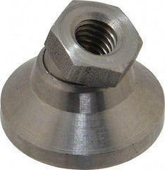 Gibraltar - 3750 Lb Capacity, 3/8-16 Thread, 7/8" OAL, Stainless Steel Stud, Tapped Pivotal Socket Mount Leveling Mount - 1-1/4" Base Diam, Stainless Steel Pad, 5/8" Hex - Eagle Tool & Supply