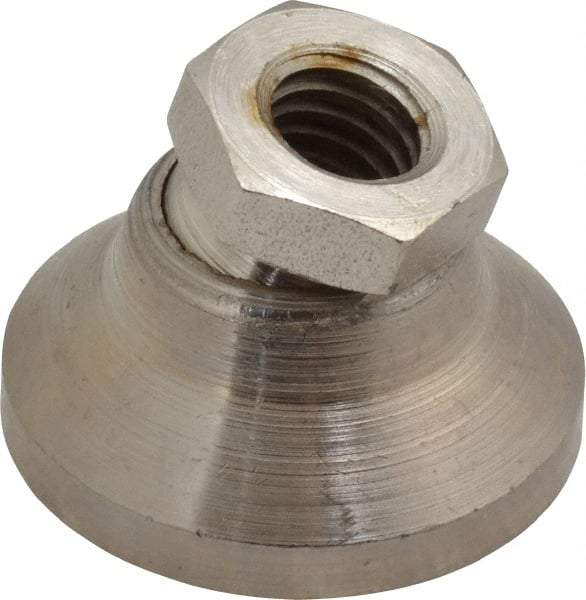 Gibraltar - 3750 Lb Capacity, 3/8-16 Thread, 7/8" OAL, Steel Stud, Tapped Pivotal Socket Mount Leveling Mount - 1-1/4" Base Diam, Steel Pad, 5/8" Hex - Eagle Tool & Supply
