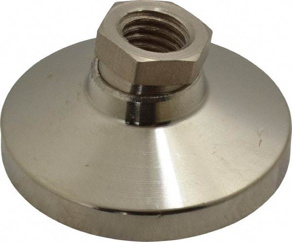 Gibraltar - 6000 Lb Capacity, 5/8-11 Thread, 1-1/4" OAL, Steel Stud, Tapped Pivotal Socket Mount Leveling Mount - 2-1/2" Base Diam, Steel Pad, 7/8" Hex - Eagle Tool & Supply