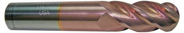 ProMax - 3/4" Diam, 1-5/8" LOC, 4 Flute Solid Carbide Ball End Mill - TiCN Finish, Single End, 4" OAL, 3/4" Shank Diam, Spiral Flute - Eagle Tool & Supply