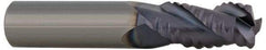 ProMax - 9/16" Diam, Coarse Pitch, 1-1/4" LOC, 4 Flute Solid Carbide 0.055-0.065" Corner Radius Roughing End Mill - TiCN Finish, 3-1/2" OAL, 9/16" Shank Diam, Single End, Centercutting, 30° Helix - Eagle Tool & Supply
