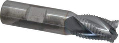 ProMax - 5/8" Diam, Coarse Pitch, 7/8" LOC, 4 Flute Solid Carbide 0.055-0.065" Corner Radius Roughing End Mill - TiCN Finish, 3" OAL, 5/8" Shank Diam, Single End, Centercutting, 30° Helix - Eagle Tool & Supply