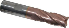 ProMax - 3/4" Diam, Coarse Pitch, 1-5/8" LOC, 4 Flute Solid Carbide 0.055-0.065" Corner Radius Roughing End Mill - TiCN Finish, 4" OAL, 3/4" Shank Diam, Single End, Centercutting, 30° Helix - Eagle Tool & Supply