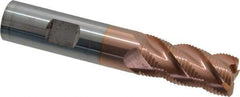 ProMax - 5/8" Diam, Fine Pitch, 1-1/4" LOC, 4 Flute Solid Carbide 0.055-0.065" Corner Radius Roughing End Mill - TiCN Finish, 3-1/2" OAL, 5/8" Shank Diam, Single End, Centercutting, 40° Helix - Eagle Tool & Supply