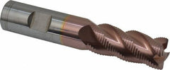 ProMax - 3/4" Diam, Fine Pitch, 1-5/8" LOC, 4 Flute Solid Carbide 0.055-0.065" Corner Radius Roughing End Mill - TiCN Finish, 4" OAL, 3/4" Shank Diam, Single End, Centercutting, 40° Helix - Eagle Tool & Supply