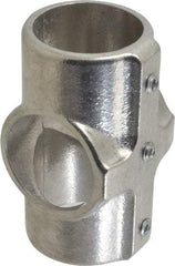 Hollaender - 1-1/2" Pipe, Cross-E, Aluminum Alloy Cross Pipe Rail Fitting - Bright Finish - Eagle Tool & Supply