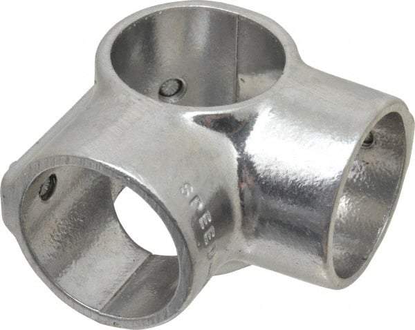 Hollaender - 1-1/2" Pipe, Side Outlet Tee-E, Aluminum Alloy Tee Pipe Rail Fitting - Bright Finish - Eagle Tool & Supply