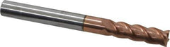 ProMax - 1/4", 3/4" LOC, 1/4" Shank Diam, 2-1/2" OAL, 4 Flute, Solid Carbide Square End Mill - Single End, TiCN Finish, Spiral Flute, 40° Helix, Right Hand Cut, Right Hand Flute, Series 111 - Eagle Tool & Supply