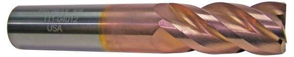 ProMax - 11/32", 7/8" LOC, 3/8" Shank Diam, 2-1/2" OAL, 4 Flute, Solid Carbide Square End Mill - Single End, TiCN Finish, Spiral Flute, 40° Helix, Right Hand Cut, Right Hand Flute, Series 111 - Eagle Tool & Supply
