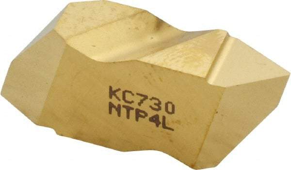 Kennametal - NTP4 Grade KC730, Internal/External Partial Profile 60° Threading Insert - 1.25 to 6.25mm & 4 to 20 TPI Ext Pitch, 20 to 6.25mm & 4 to 12 TPI Int Pitch, Left Hand Insert, TiN Finish, Carbide - Eagle Tool & Supply