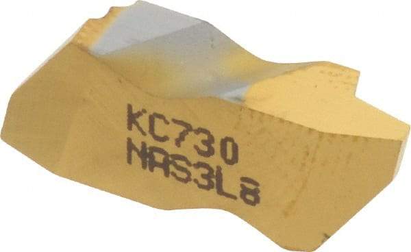Kennametal - NAS3 Grade KC730, Internal/External Stub Acme Threading Insert - 8 TPI Int Pitch, Left Hand Insert, TiN Finish, Carbide - Eagle Tool & Supply