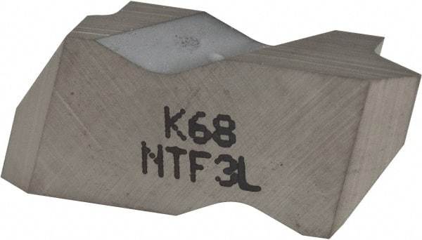 Kennametal - NTF3 Grade K68, Internal/External Partial Profile 60° Threading Insert - 0.6 to 2.5mm & 10 to 44 TPI Ext Pitch, 10 to 2.5mm & 9 to 24 TPI Int Pitch, Left Hand Insert, Uncoated, Carbide - Eagle Tool & Supply