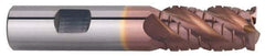 ProMax - 9/16" Diam, 1-1/4" LOC, 4 Flute Solid Carbide Roughing & Finishing Corner Radius End Mill - TiCN Finish, 3-1/2" OAL, 9/16" Shank Diam, Straight Shank, 40° Helix, Centercutting, Regular Length - Eagle Tool & Supply