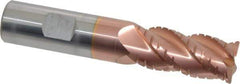ProMax - 3/4" Diam, 1-5/8" LOC, 4 Flute Solid Carbide Roughing & Finishing Corner Radius End Mill - TiCN Finish, 4" OAL, 3/4" Shank Diam, Weldon Shank, 40° Helix, Centercutting, Regular Length - Eagle Tool & Supply