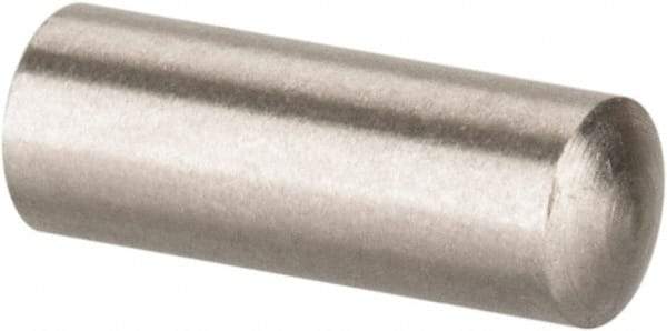 Value Collection - 3mm Diam x 8mm Pin Length 316 Stainless Steel Standard Dowel Pin - Bright Finish, 1 Rounded End - Eagle Tool & Supply