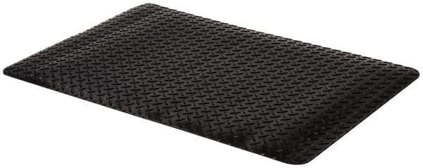 PRO-SAFE - 3' Long x 2' Wide, Dry Environment, Anti-Fatigue Matting - Black, Vinyl with Vinyl Sponge Base, Beveled on 4 Sides - Eagle Tool & Supply