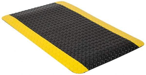 PRO-SAFE - 3' Long x 3' Wide, Dry Environment, Anti-Fatigue Matting - Black & Yellow, Vinyl with Vinyl Sponge Base, Beveled on 4 Sides - Eagle Tool & Supply