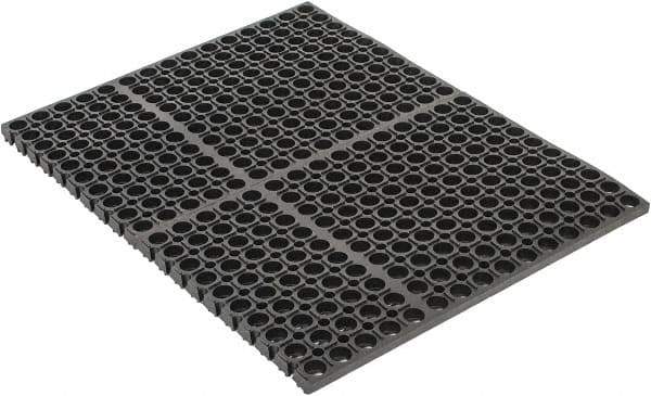 PRO-SAFE - 2' Long, Dry/Wet Environment, Anti-Fatigue Matting - Black, SBR Rubber with Rubber Base - Eagle Tool & Supply