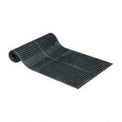 PRO-SAFE - 10' Long x 3' Wide, Dry/Wet Environment, Anti-Fatigue Matting - Black, Natural Rubber with Rubber Base - Eagle Tool & Supply