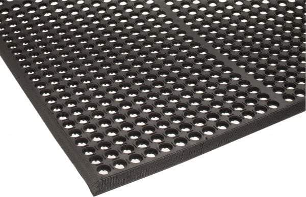 PRO-SAFE - 5' Long x 3' Wide, Dry/Wet Environment, Anti-Fatigue Matting - Black, Natural Rubber with Rubber Base - Eagle Tool & Supply