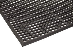 PRO-SAFE - 5' Long x 3' Wide, Dry/Wet Environment, Anti-Fatigue Matting - Black, Natural Rubber with Rubber Base - Eagle Tool & Supply