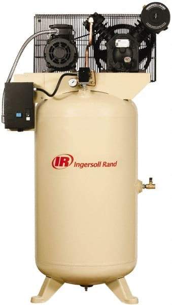 Ingersoll-Rand - 5 hp, 80 Gal Stationary Electric Vertical Air Compressor - Three Phase, 175 Max psi, 14 CFM, 460 Volt - Eagle Tool & Supply