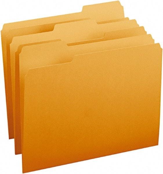 SMEAD - 8-1/2 x 11", Letter Size, Orange, File Folders with Top Tab - 11 Point Stock, Assorted Tab Cut Location - Eagle Tool & Supply