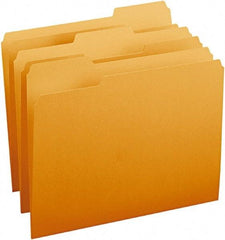 SMEAD - 8-1/2 x 11", Letter Size, Orange, File Folders with Top Tab - 11 Point Stock, Assorted Tab Cut Location - Eagle Tool & Supply