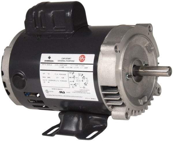 US Motors - 1/2 Max hp, 1,800 Max RPM, Cap Start Electric AC DC Motor - 115/208-230 V Input, Single Phase, 56C Frame, 5/8" Shaft Diam, C-Face Mount, ODP Enclosure - Eagle Tool & Supply