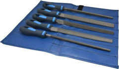 PFERD - 5 Piece American Pattern File Set - 10" Long, Second Coarseness, Ergonomic Handle, Set Includes Hand, Three Square, Square, Round, Tapered Half Round - Eagle Tool & Supply