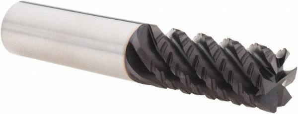 Guhring - 5/8" Diam, 1-1/4" LOC, 6 Flute Solid Carbide Corner Chamfer Roughing End Mill - FIREX Finish, 3-1/2" OAL, 5/8" Shank Diam, Single End, 45° Helix - Eagle Tool & Supply