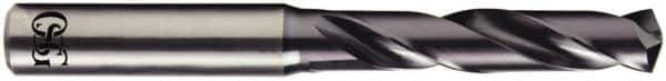 OSG - 33/64" 140° Spiral Flute Solid Carbide Screw Machine Drill Bit - WD1 Finish, Right Hand Cut, 60mm Flute Length, 107mm OAL, Straight Shank, Through Coolant - Eagle Tool & Supply