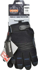 Ergodyne - Size M PVC Coated Cold Protection & Waterproof Work Gloves - Palm & Fingers Coated, Hook & Loop Cuff, Black, Paired - Eagle Tool & Supply