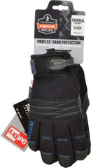 Ergodyne - Size S PVC Coated Cold Protection & Waterproof Work Gloves - Palm & Fingers Coated, Hook & Loop Cuff, Black, Paired - Eagle Tool & Supply